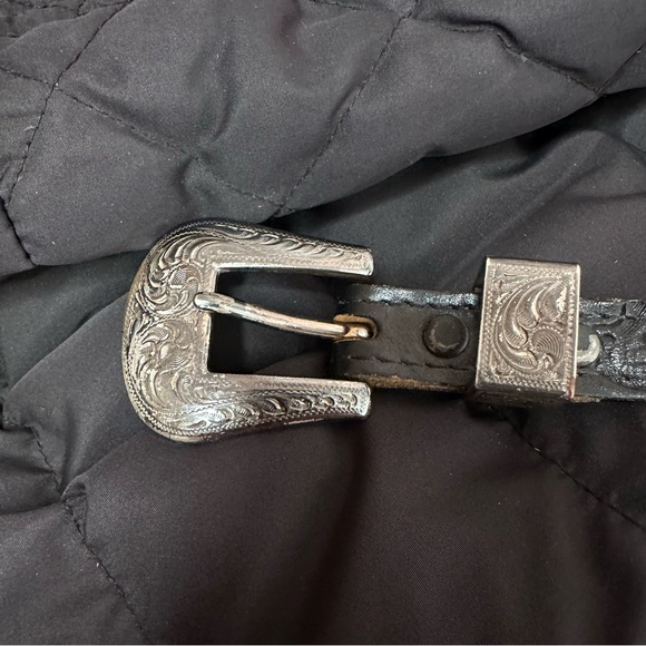 Boulet Men’s Black Leather Belt 5028 Silver Buckle Size 28/70 Westerncore - Picture 7 of 9